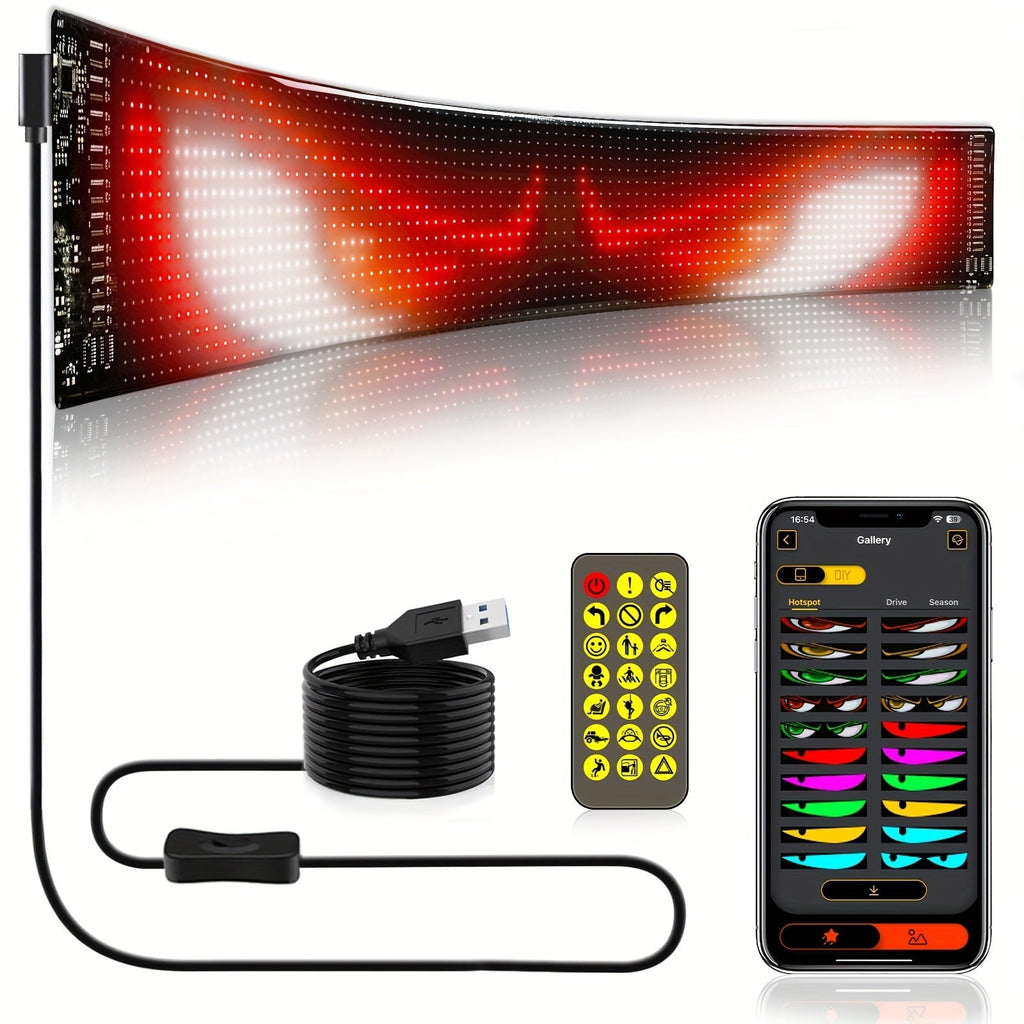 Flexible LED Dot Matrix Display Panel 16x96 – Programmable RGB Scrolling Sign with App & Remote Control, USB Powered, DIY Animated Lighting for Shop, Store, Hotel, Car, Home Decor