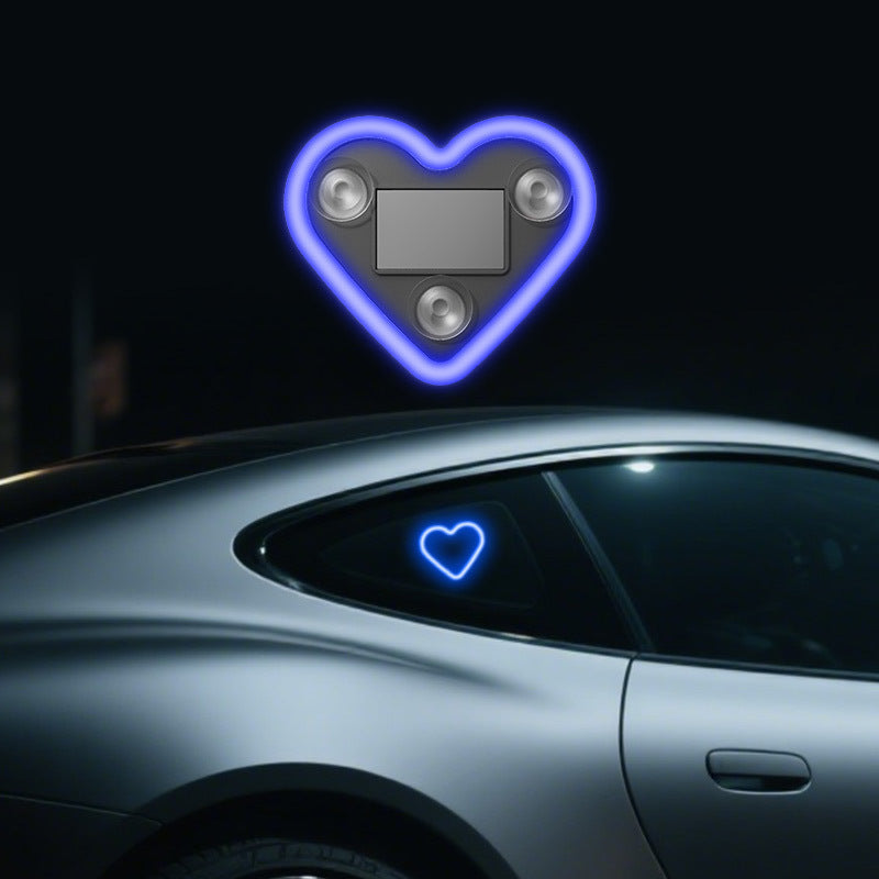 Heart & Flower Shaped Car Interior LED Neon Mood Lights USB Powered Cute Ambient Decoration for Women Girls Pink Red Blue Dashboard Window Decor Valentine's Day Birthday Gift Car Accessories | Nova Mart