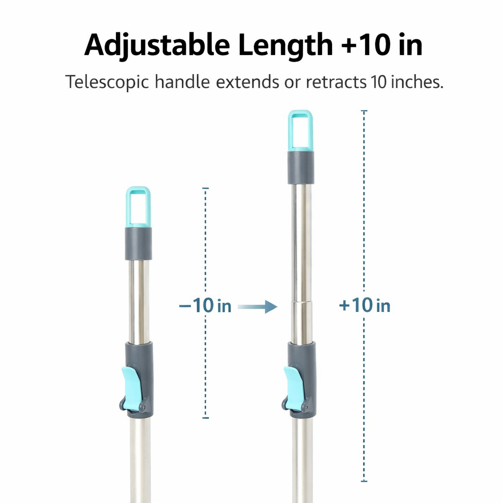360° Spin Mop and Bucket Set with Wringer – Microfiber Mop Refills Stainless Steel Extended Handle Separate Compartment Floor Cleaning System for Hardwood Tile Laminate, Upgrade Option with 2 Refills