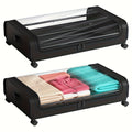 Under Bed Storage Organizer 2 Pack – Metal Underbed Storage Bins with Wheels and Lid Rolling Containers for Clothes Bedding Shoes Blankets Books Bedroom Dorm Apartment Black Gray