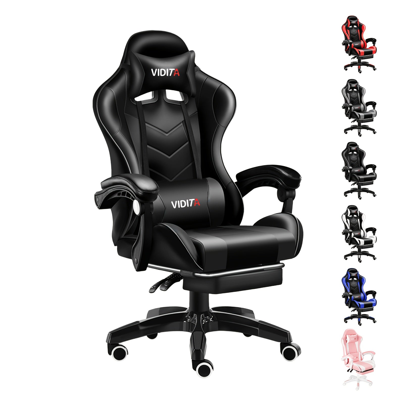Ergonomic Gaming Chair Racing Style High Back Lumbar Support Five-Wheel Swivel Velvet PU Leather Adjustable Recliner Office Chair Adults Teens Multi-Color