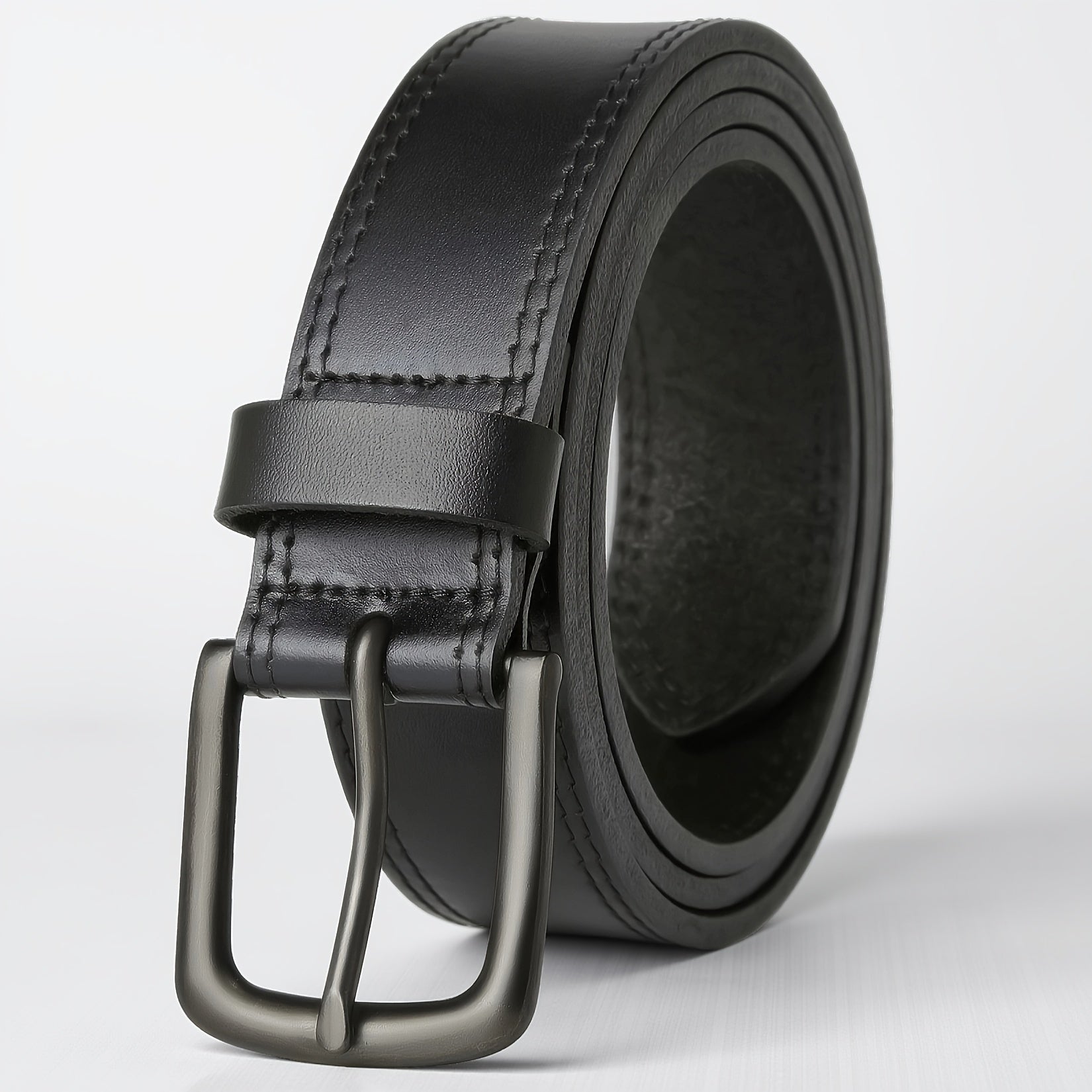 Men's Classic Full Grain Leather Jeans Belt with Gift Box - Handmade Fashion Casual Belt with Stainless Steel Buckle, Durable Black & Brown, Sizes 30-50, Perfect Gift for Him