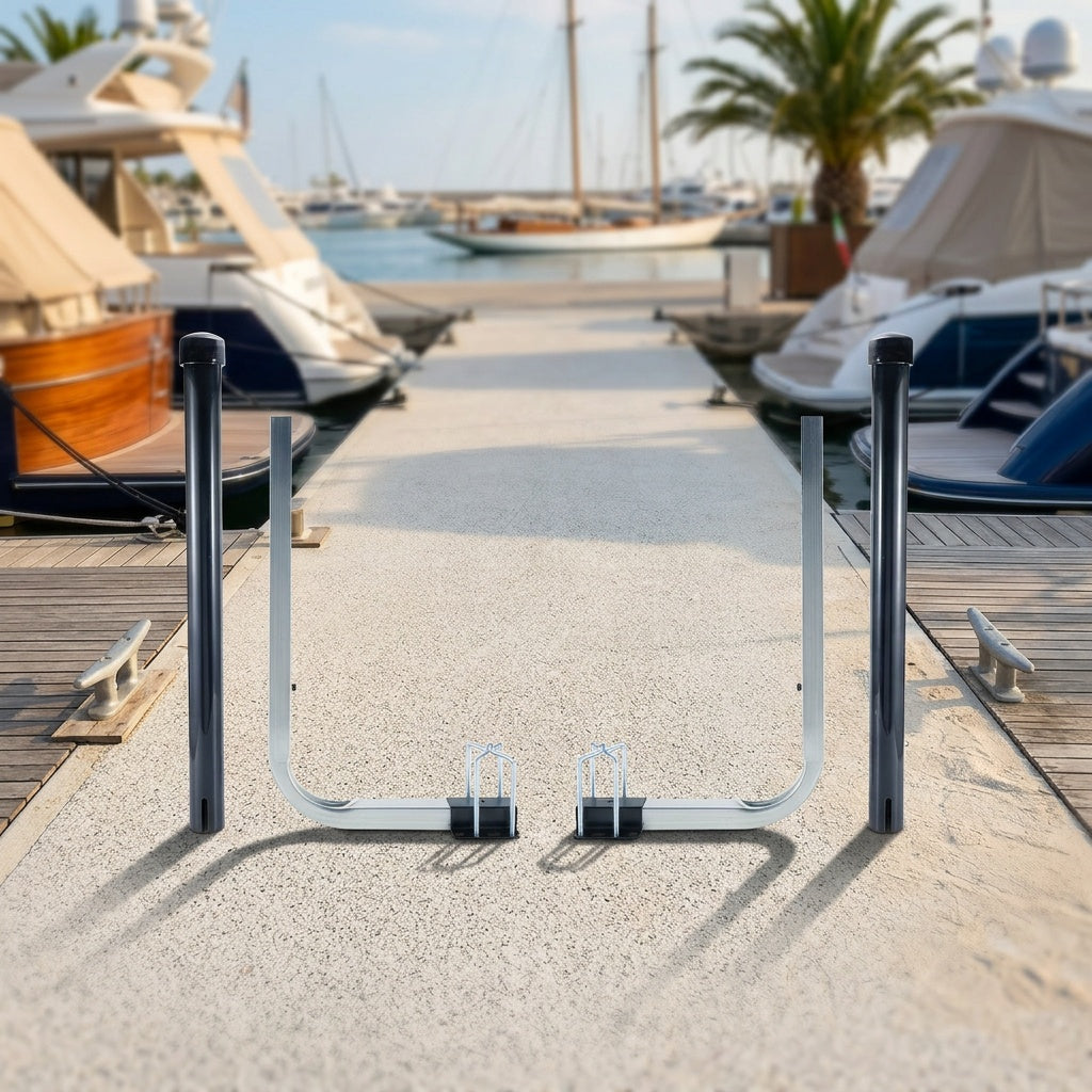 L-Shaped Adjustable Boat Trailer Guide Poles 31–60" – Galvanized Stainless Steel with Black PVC Sleeves, Corrosion-Resistant Trailer Guide Ons for Ski Boat Fishing Boat Sailboat, Black or White