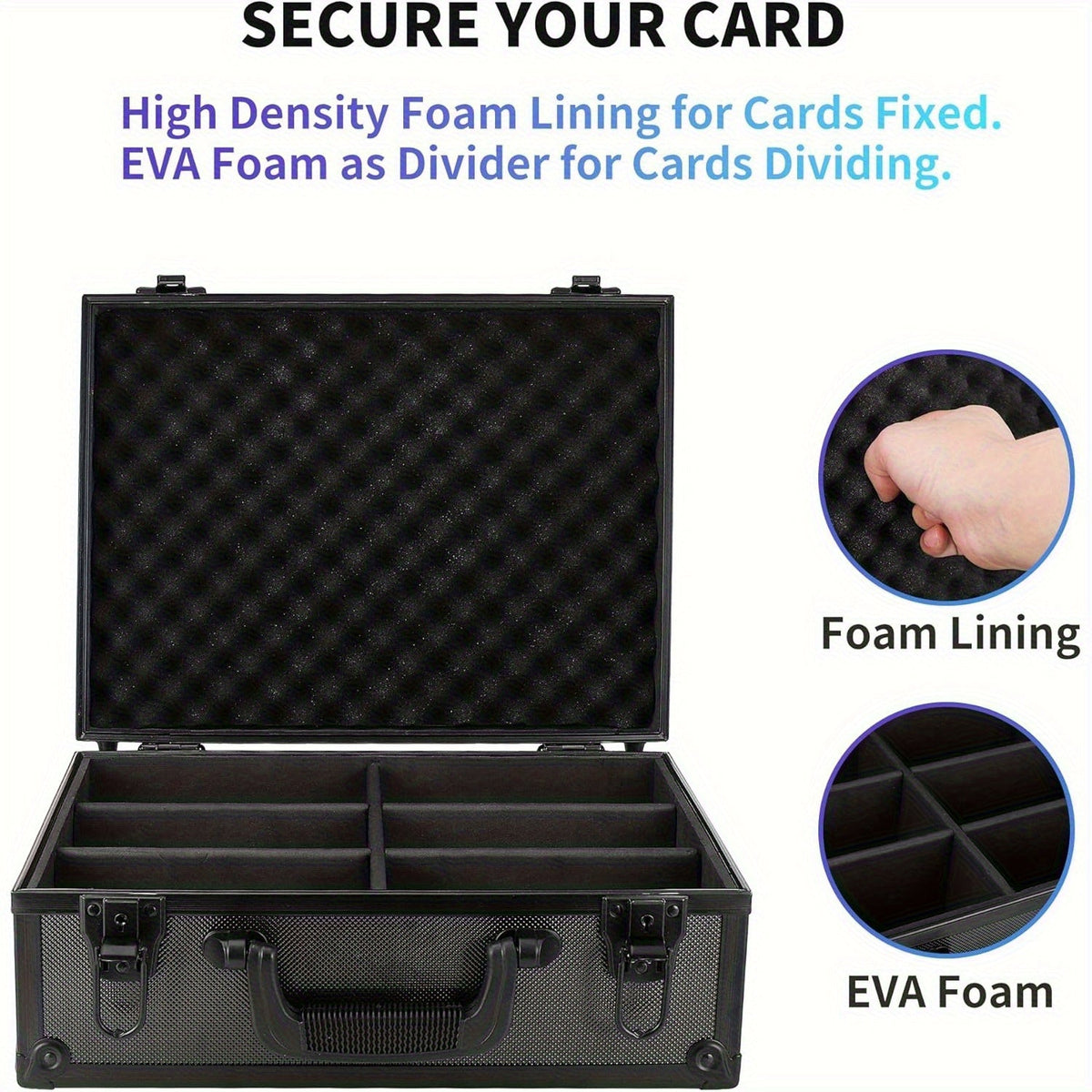 Trading Card Storage Box with Lock Holds 600 Plus 3x4 35PT Rigid Top Loaders Sports Card Organizer Case for Pokemon MTG Yu-Gi-Oh Baseball Football Basketball Standard and Mini Size