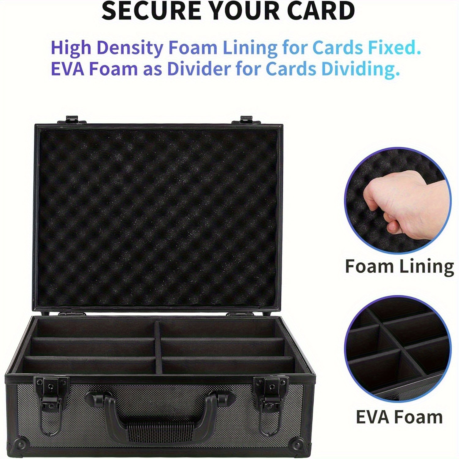 Trading Card Storage Box with Lock Holds 600 Plus 3x4 35PT Rigid Top Loaders Sports Card Organizer Case for Pokemon MTG Yu-Gi-Oh Baseball Football Basketball Standard and Mini Size