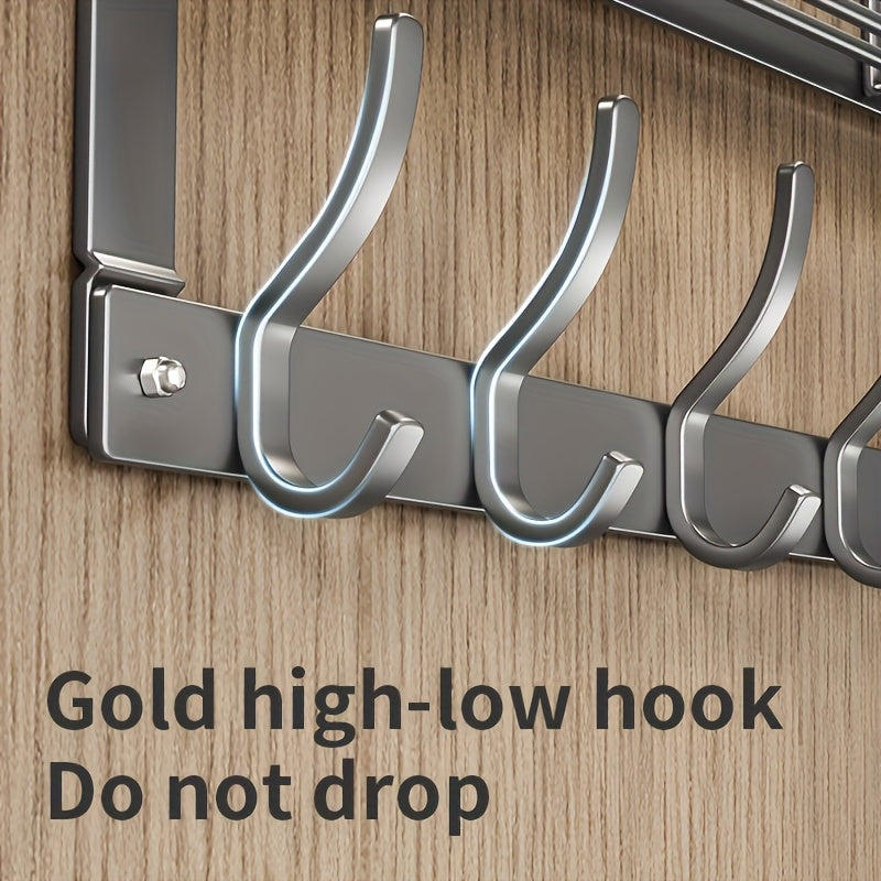 Over-the-Door Storage Rack with Hooks Heavy Duty Metal Organizer for Bedroom Bathroom Kitchen Closet Door Hanger No Tools Required 4 to 8 Hooks