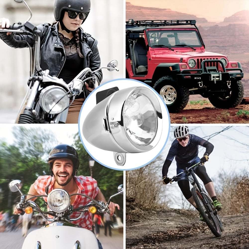12V 6W Friction Generator Bicycle Dynamo Headlight & Tail Light Kit – No Battery Needed, Fits Mountain Bike, Road Bike, BMX, Folding Bike, Kids Bike & More, Silver
