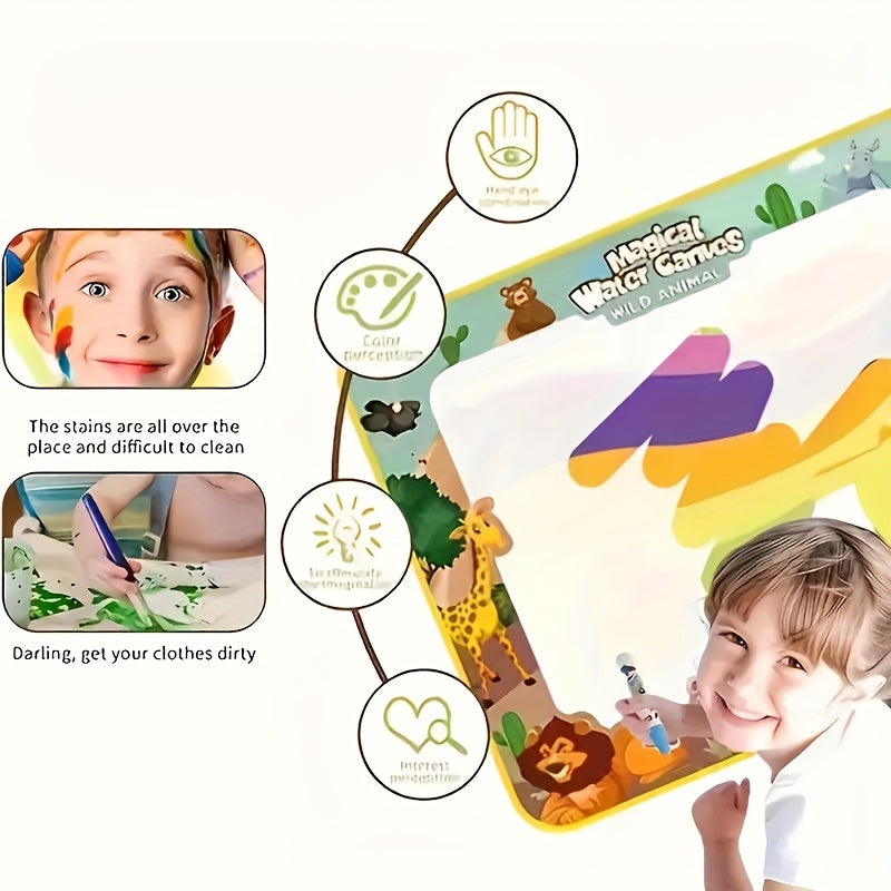 Water Drawing Mat for Kids Reusable Magic Painting Canvas Mess-Free Art Toy Set Ages 3+ Large 80x60cm Ocean Animal Designs Gift Box