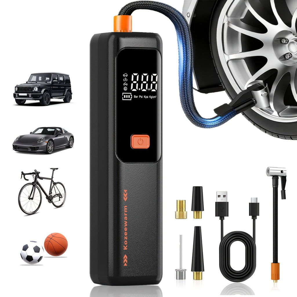 Cordless Tire Inflator Portable Air Compressor Digital Pressure Gauge USB Rechargeable 3X Fast Inflation for Car SUV Truck Bike Motorcycle Ball Sports Equipment Auto Air Pump 18650 Battery 5 Colors
