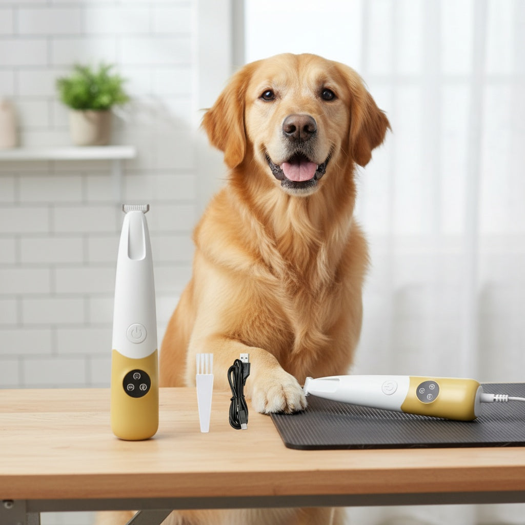 Cordless Quiet Dog Paw Trimmer with LED Light Low-Noise Rechargeable Pet Hair Clipper for Paws Face Ears Small Dogs Cats Professional At-Home Grooming Tool