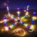 LED Ring Toss Outdoor Game Set with Glow LED-Lit Rings - Nighttime Lawn Game for Family, Adults & Kids - Backyard, Park & Party Throwing Competition Gift for Birthday, Christmas & Holidays