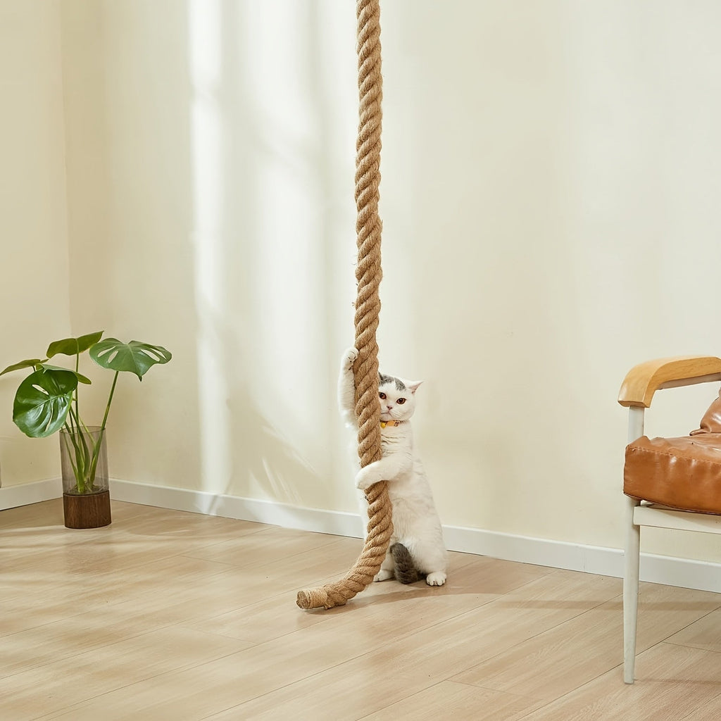 Wall Mounted Cat Tree 60 Inch Jute Climbing Rope Space-Saving Cat Wall Furniture with Scratching Post Large Ladder Resting Platform Indoor Cat Activity Set for Exercise Play