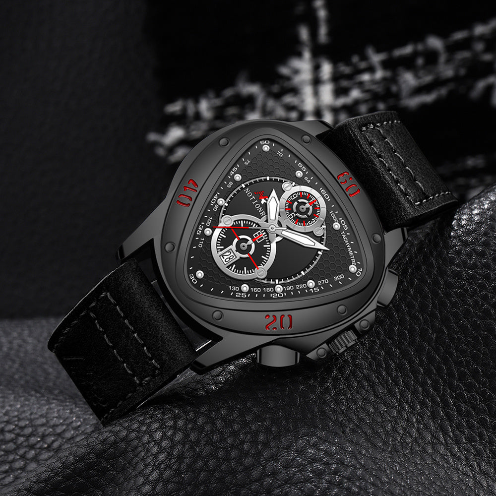 2pcs Men's Watch Set Sports Triangle Dial Silicone Strap and Retro Square Dial Quartz Watches with Date Display Dress Watch for Casual Valentine's Father's Day Gift