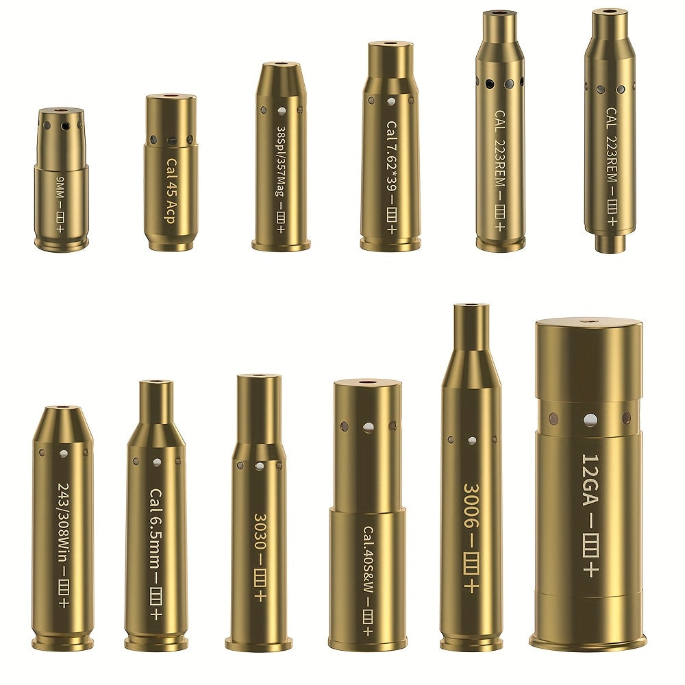Laser Bore Sight Multi-Caliber Kit for 9mm, 45ACP, 223REM, 308WIN, 380ACP, 38SPL & 12GA – High-Precision Red Laser Boresighter for Rifles, Pistols & Shotguns, Easy Install, 2 Battery Sets Included