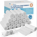 Stretch Gauze Bandage Rolls 24 Count – 4 Inch x 4 Yards, Individually Wrapped Latex-Free Conforming Gauze Wrap for First Aid, Wound Care, Wrist, Knee, Hemostasis, Outdoor & Pet Use