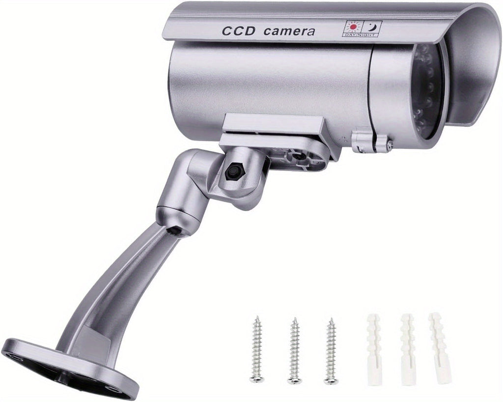 Dummy Security Camera Fake CCTV Surveillance System – Realistic Simulated LED Lights, Adjustable Mount & Warning Stickers, Indoor & Outdoor Home Security Decoy Camera – 2 or 4 Pack