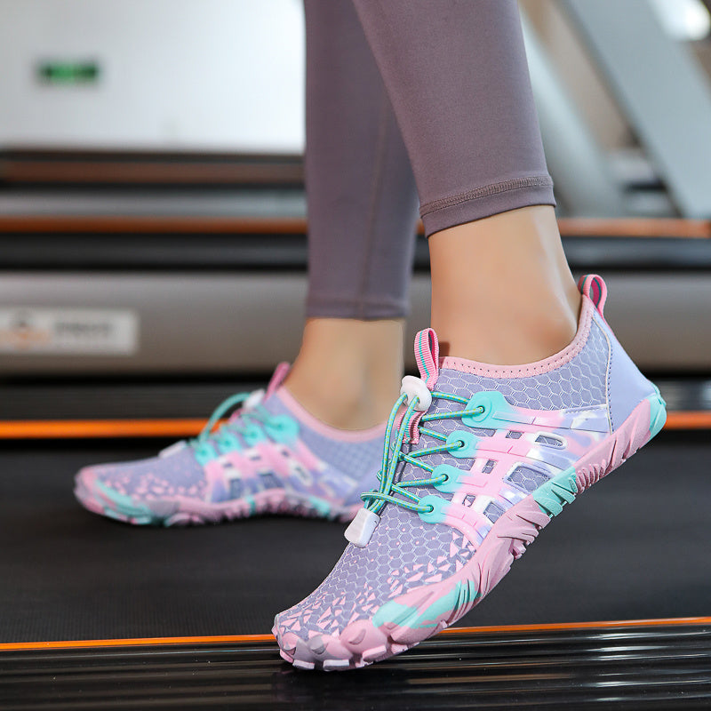 Barefoot Water Shoes for Women & Men – Ultra-Flexible Non-Slip Quick-Dry Beach Swim Shoes for Hiking, Fishing, Kayaking, Swimming & Fitness | Fluorescent Green, Purple & Pink | US 5-11.5