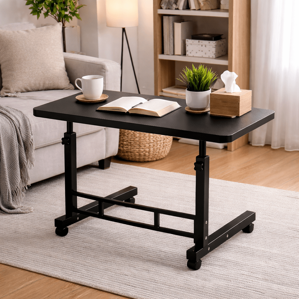 Height Adjustable Mobile Laptop Table with Wheels Rolling Bedside Computer Desk for Bed Sofa Bedroom Dorm Room Small Spaces Home Office Work Study Gaming 8 Colors