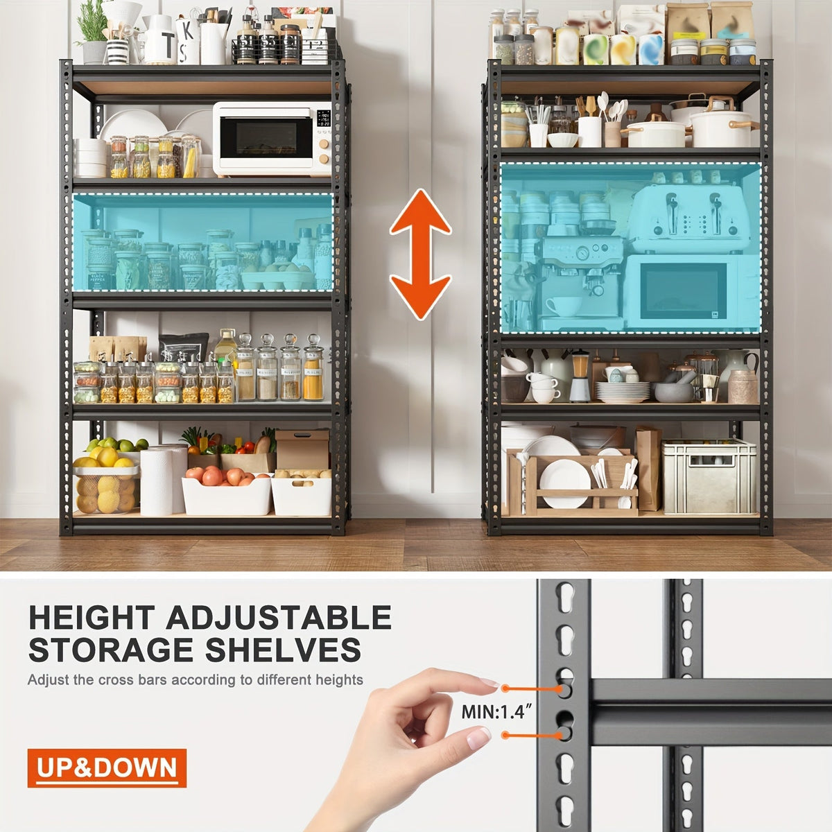 Heavy Duty Metal Shelving Unit 72 Inch 5-Tier Adjustable Garage Storage Shelf 3000LBS Capacity Carbon Steel Rack for Garage Basement Warehouse Pantry Office