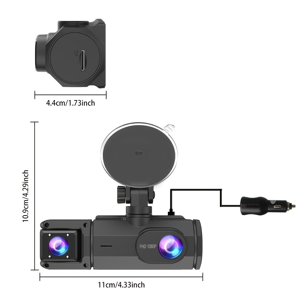 Dash Cam S2N 1080P HD Front and Rear Dual Camera with ADAS Night Vision G-Sensor Loop Recording 24Hr Parking Mode 170 Degree Wide Angle 2 Inch IPS Screen Car DVR for Cars Trucks SUVs