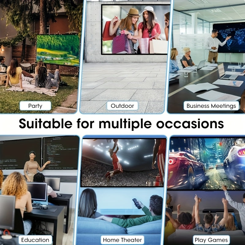 Portable Projector Screen 4K HD 72 100 120 Inch 16:9 Foldable Wrinkle-Free Outdoor Indoor Movie Screen 160° Wide View Dual-Sided for Home Theater Camping Party Presentations