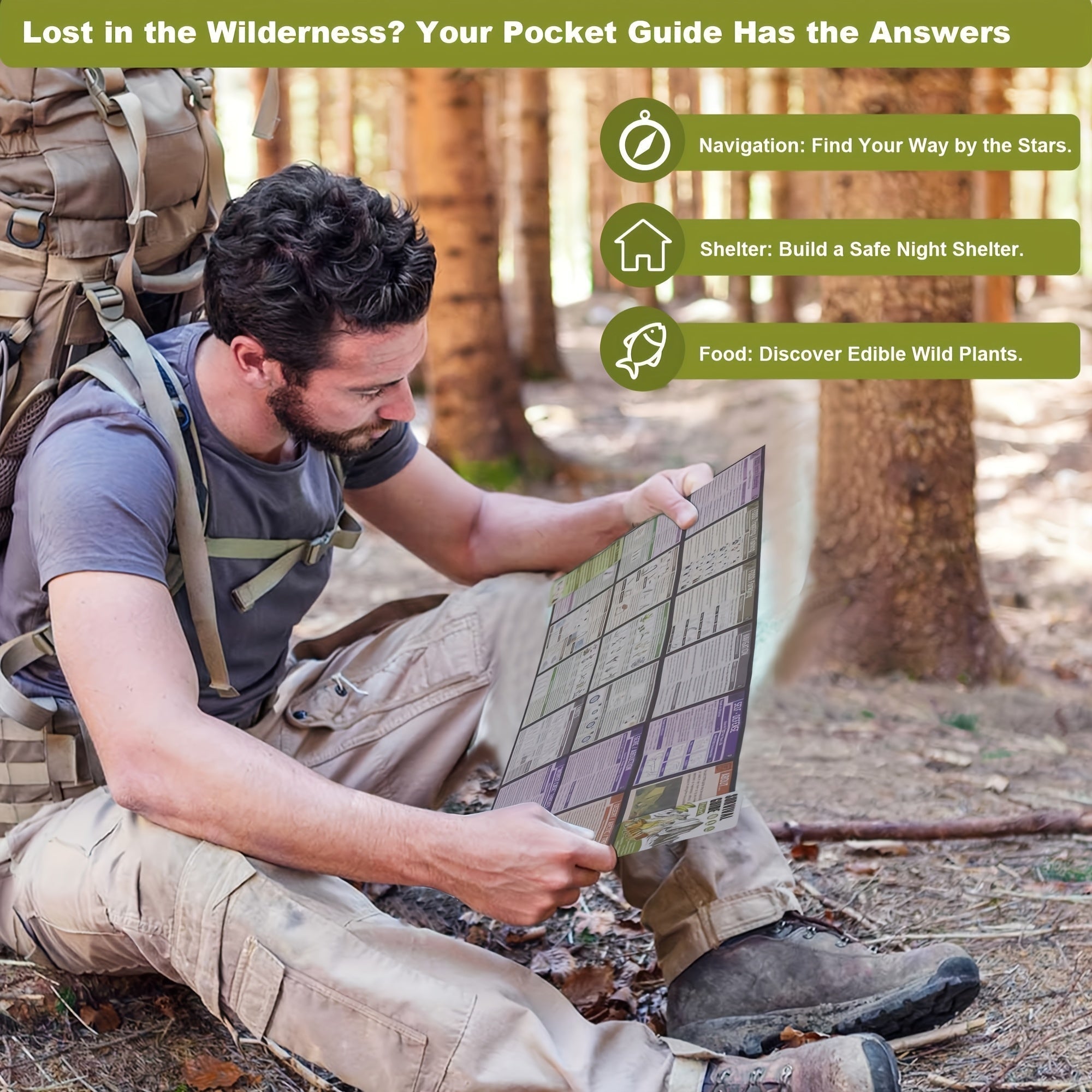 Pocket Survival Guide EDC Kit Credit Card Size 67 Survival Skills 175 Expert Tips Waterproof Cover for Field Emergency First Aid Disaster Preparedness Camping Hiking – Includes Magnifying Tool