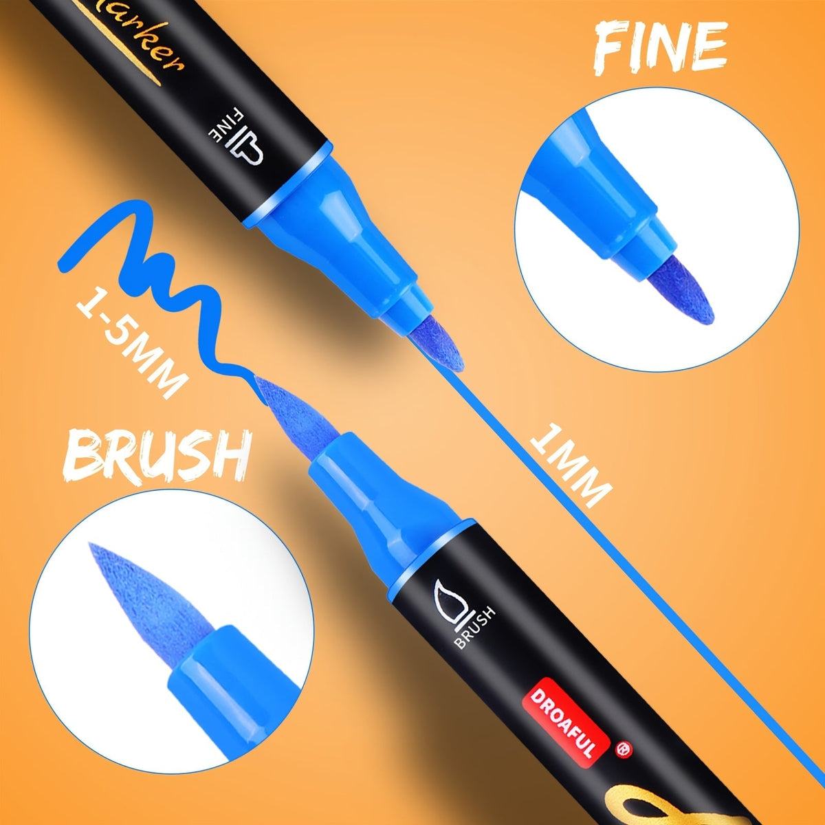Acrylic Paint Markers 20 & 48 Colors Dual Tip Brush Pens for Rock Painting, Glass, Wood, Canvas, Fabric, Metal, Ceramic, Plastic – Non-Toxic Waterproof Paint Pens for Adults Kids DIY Art Crafts