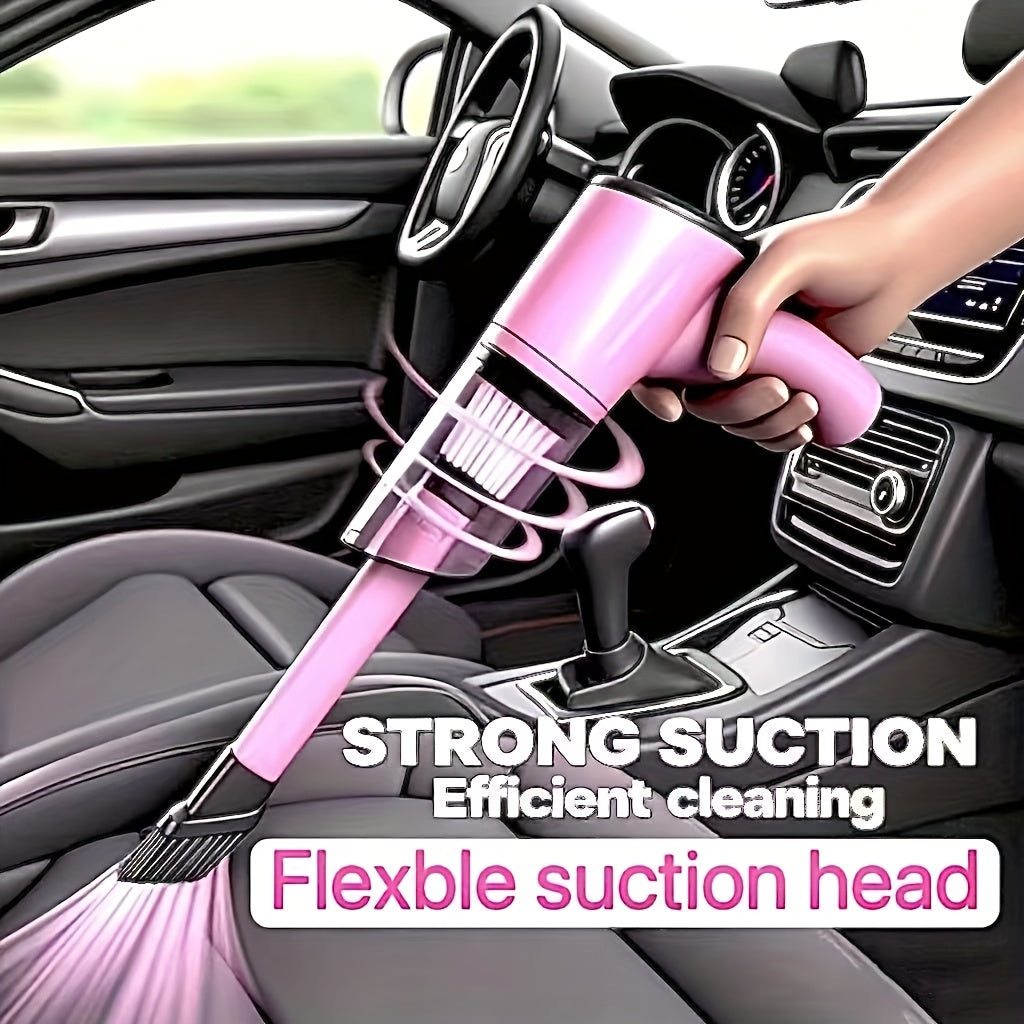 Pink Mini Handheld Car Vacuum Cleaner Dry Wet Strong Suction Pet Hair Cat Hair Cute Portable Corded No Battery for Women Girls Car Interior Home Desk Keyboard Cleaning | Nova Mart