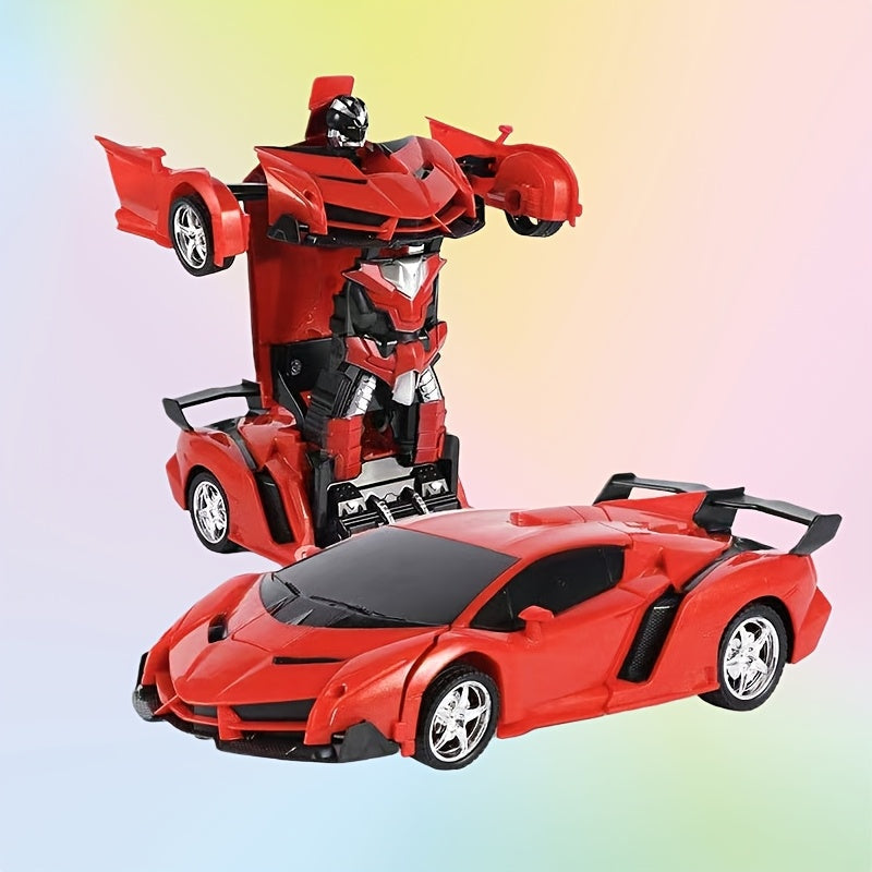 Transforming RC Stunt Car 360 Degree Drift Robot One-Button Deformation LED Lights 2.4GHz Remote Control 45M Range Gift for Kids Ages 3+ Red Yellow Blue