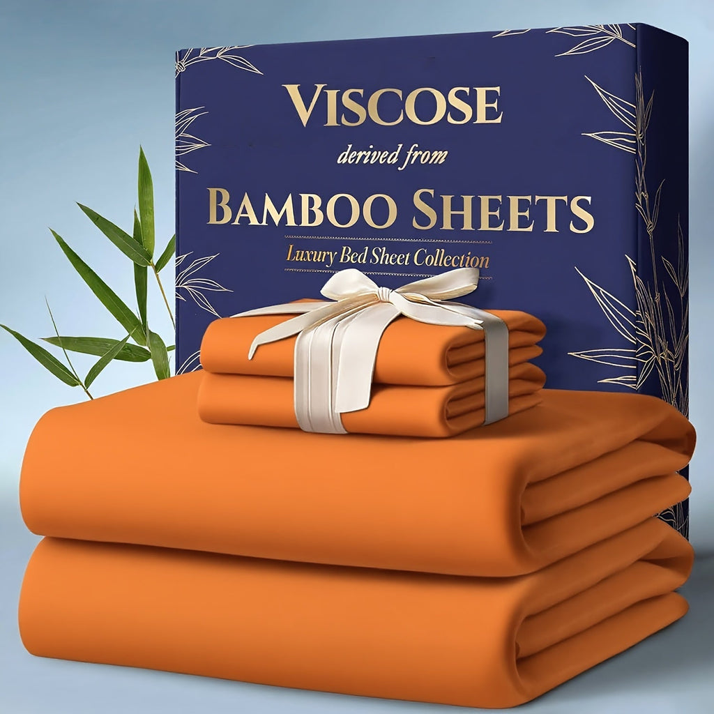 Cooling Bamboo Bed Sheet Sets – Ultra-Soft Breathable Deep Pocket Sheets for Hot Sleepers, Twin Full Queen King, 4-Piece Set with Pillowcases, Moisture-Wicking Temperature Regulating