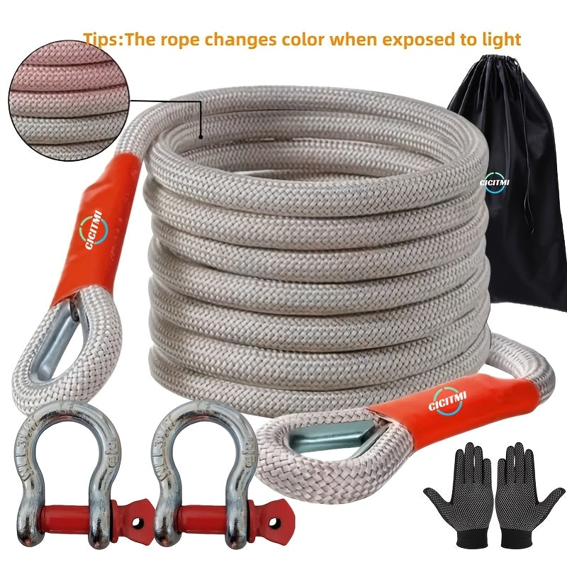 Heavy Duty Tow Rope & Hook Set 16FT Steel U-Shaped Hooks Off-Road SUV Truck Jeep 4x4 Recovery Strap 4 Capacity Options 6613 11023 22046 39683 LBS Emergency Towing Kit