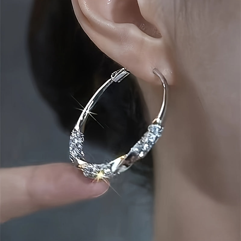 925 Sterling Silver Oversized Hoop Earrings for Women – Minimalist Large Round Hoops Vintage Elegant Daily Party Fashion Jewelry Gift for Her