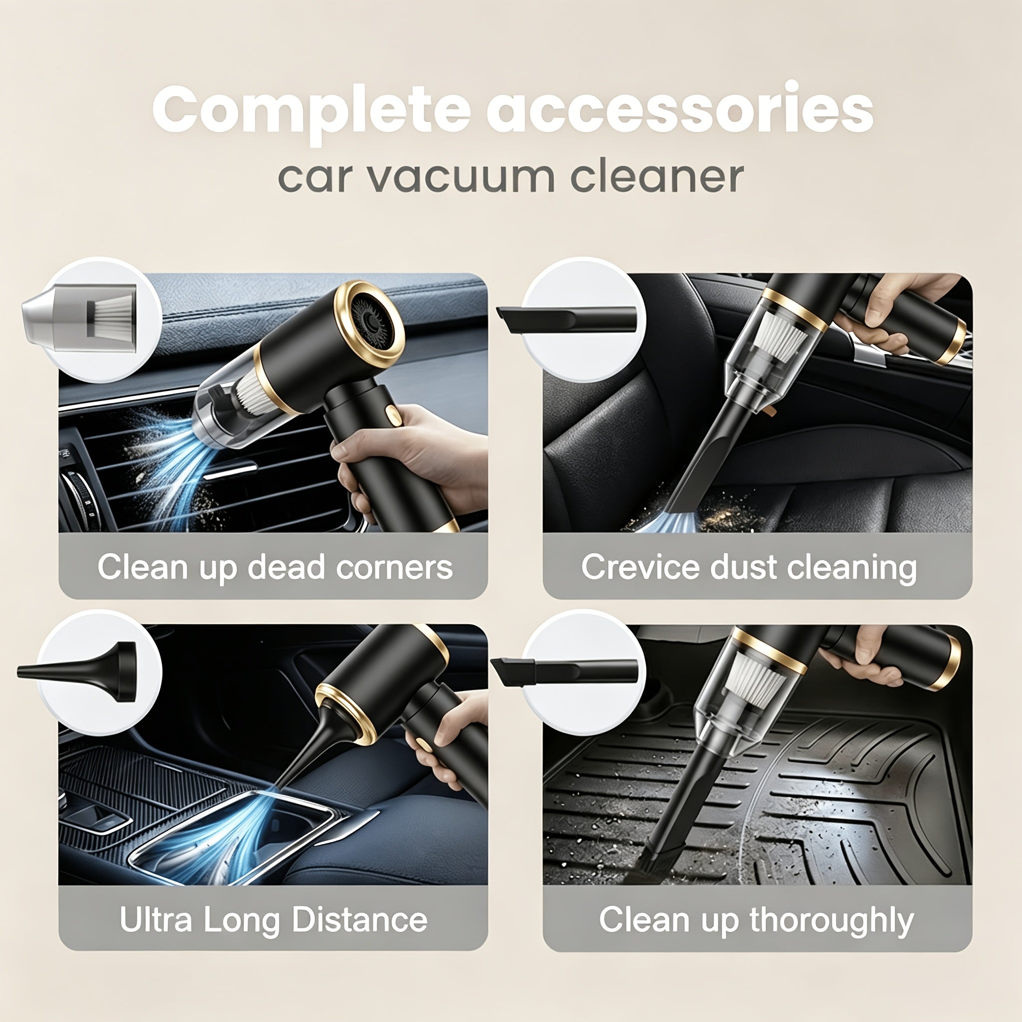 8000Pa Portable Car Vacuum Cleaner – Handheld Auto Vac with Blow & Suction Functions, Gap Cleaning Tools, High-Efficiency Strong Suction for Car, Office & Home Cleaning