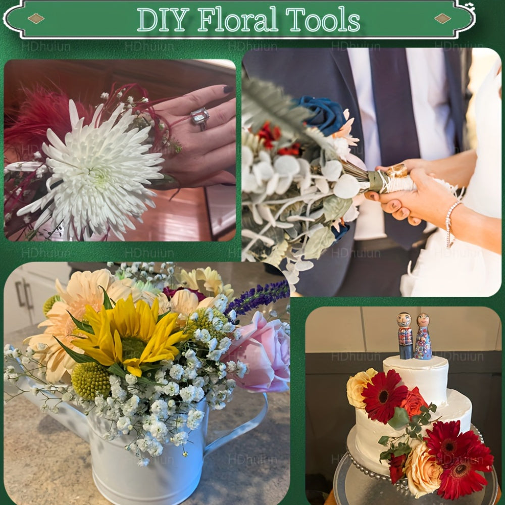 105Pcs Floral Arrangement Kit with Green Floral Tape Wire Boutonniere Flower Pins and Wire Cutter – DIY Wreath Making Wedding Bouquet Corsage Centerpiece Craft Supplies for Beginners and Professionals