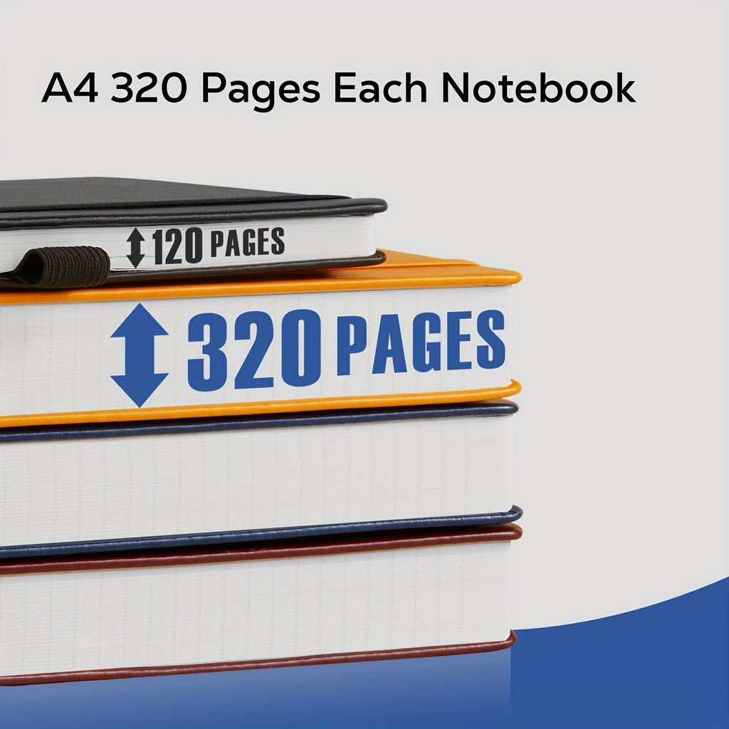 A4 Hardcover Notebook 320 Pages 100GSM – Large College Ruled Leather Journal 8.5x11 for Work School Study Writing Business, Lined Notebook for Women Men, 6 Colors