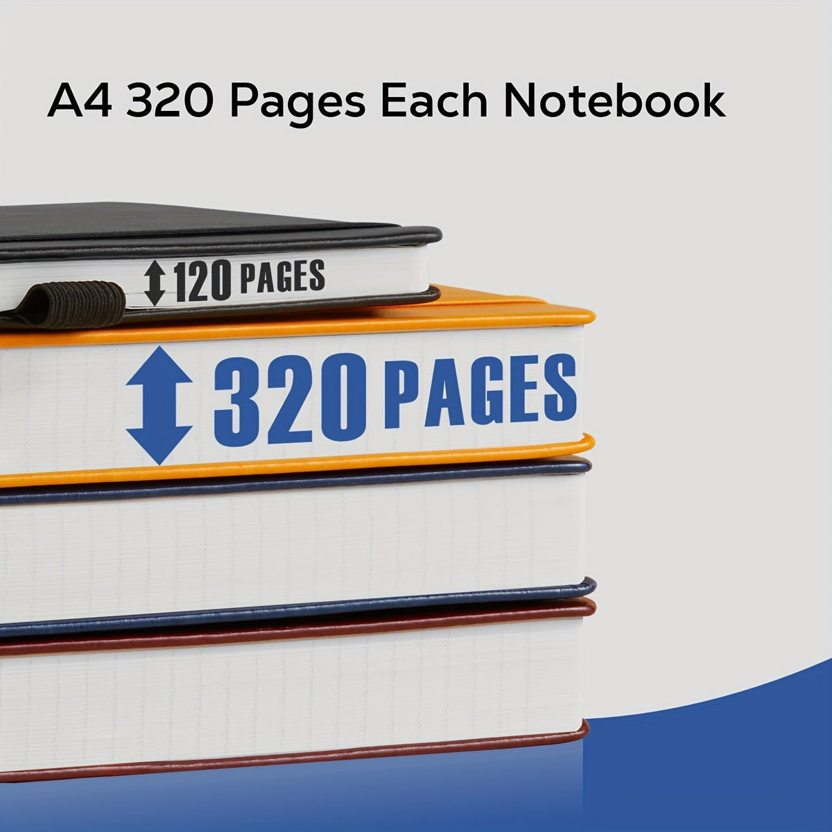 A4 Hardcover Notebook 320 Pages 100GSM – Large College Ruled Leather Journal 8.5x11 for Work School Study Writing Business, Lined Notebook for Women Men, 6 Colors