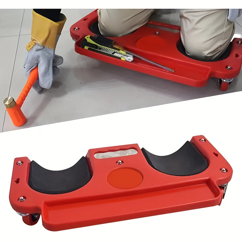 Rolling Knee Pad Platform with Wheels Built-In Tool Tray ABS Cushioned Kneeling Pad for Flooring Tile Carpentry Car Repairs Plumbing Heavy Duty Multi-Function Work Stool for Contractors DIYers