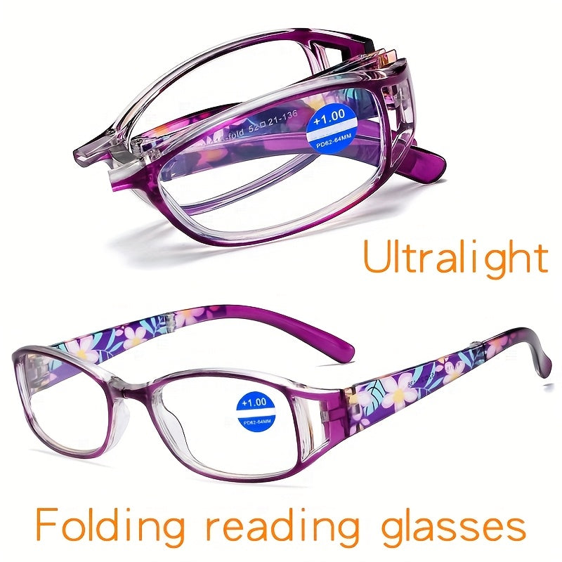 3-Pack Folding Reading Glasses Unisex – Mixed Colors Compact Portable Readers 1.0x to 4.0x Magnification, Elegant Business Style Gift for Men Women