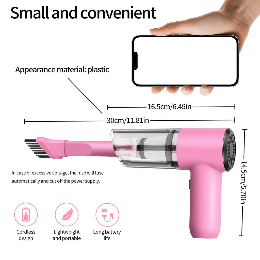 Cordless Car Vacuum Cleaner 7KPa Strong Suction 80dB Quiet Operation 3 Nozzles Rechargeable Handheld Portable Auto Vacuum for Car Interior Home Pet Hair Women Gift Car Accessories