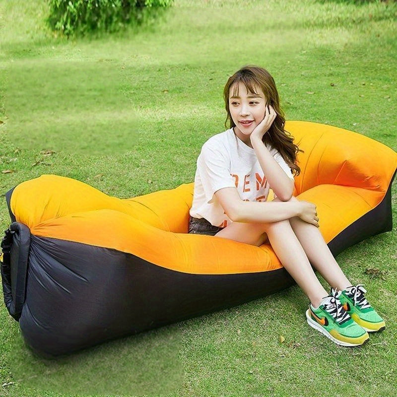 Inflatable Sofa Recliner Chair No Pump Needed – Heavy-Duty Bed-Like Outdoor Lounger, Quick Inflate Lightweight Compact for Camping, Beach, Backyard & Travel, Blue Purple Red Green