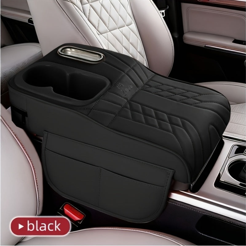 Car Center Console Armrest Pad Height Extender with Built-In Tissue Box Cup Holder Storage Organizer 6 Colors Black Beige Orange Red Brown Universal Fit Most Cars SUVs No Tools | Nova Mart