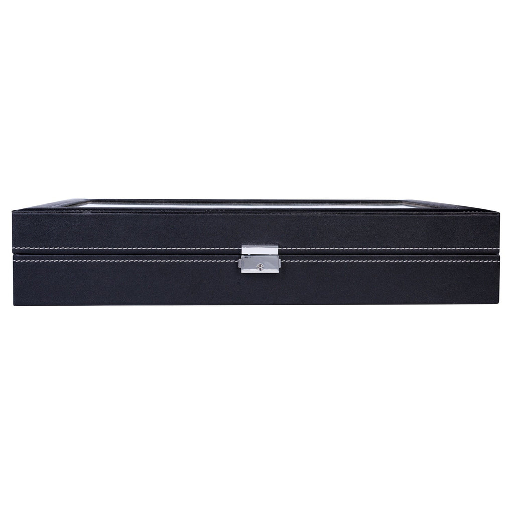 24-Slot PU Leather Watch Box Organizer Large Capacity – Top-Opening Lid Watch Display Case Cushioned Storage for Men Women Watch Collector Gift Black 43x29x8.5cm