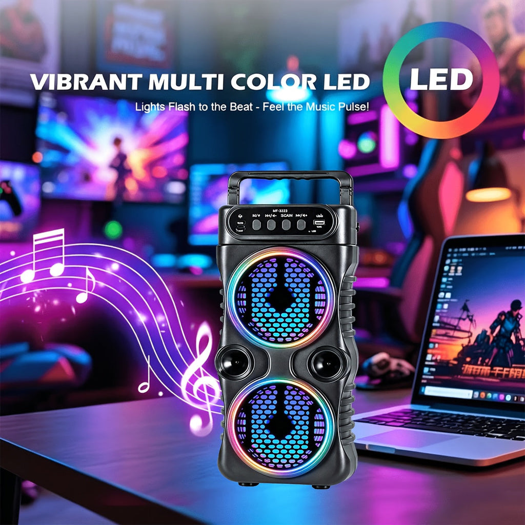 Portable Party Bluetooth Speaker with LED Light Show – Subwoofer Hi-Fi Stereo, Karaoke, BT/USB/TF/FM/AUX/TWS for Outdoor, Travel & Party