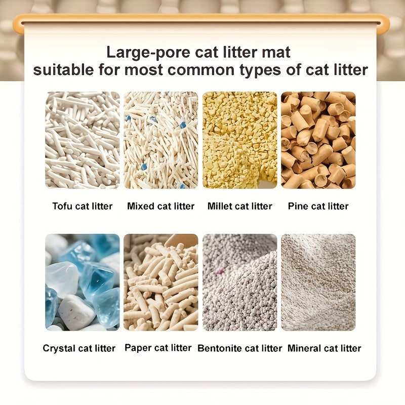 Cat Litter Mat Extra Large 27.6x47.2 Inch Honeycomb Double Layer Anti-Tracking EVA Non-Slip Waterproof Litter Trapper for Multi-Cat Households Easy to Clean Fits Large Litter Boxes Gray Khaki