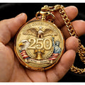 USA 250th Anniversary Pocket Watch 1776–2026 – Retro Wind-Up Mechanical Timepiece Bald Eagle Statue of Liberty Patriotic Commemorative Collector Gift for History Buffs Veterans American Pride