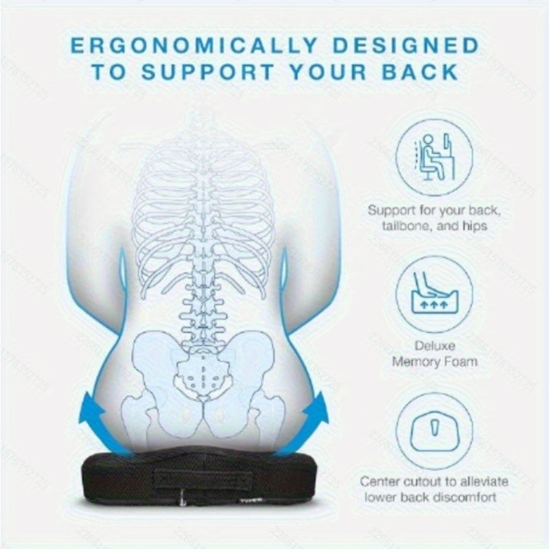Memory Foam Seat Cushion & Lumbar Support Set – Ergonomic 2-Piece Comfort Pad for Office Chair, Car Seat & Wheelchair, Relieves Back Pain & Tailbone Pressure, Multiple Colors