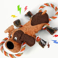 Large Squeaky Plush Dog Toys with Pull Rope & Crinkle Ears for Aggressive Chewers – Interactive Tug of War Chew Toys for Small, Medium & Large Dogs, Bear, Lion & Leopard Designs