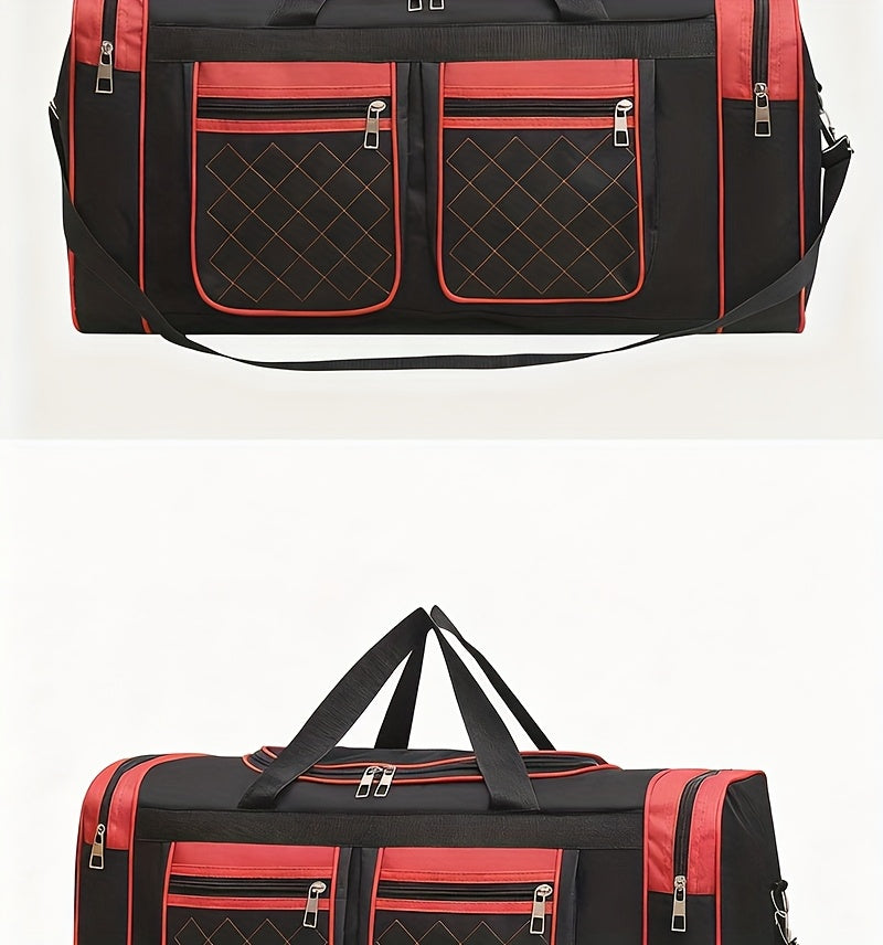 Heavy-Duty Large Capacity Travel Duffel Bag for Men & Women – Multi-Pocket Gym Bag with Adjustable Shoulder Strap & Zipper for Fitness, Weekend Trips, Business Travel & Outdoor Use, Red