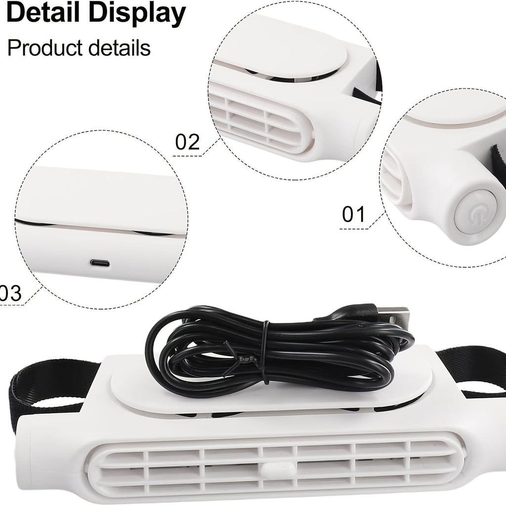 Bladeless USB Car Fan 3-Speed Quiet Cooling Plug-and-Play Seat Fan for Car SUV Truck Universal Fit Safe for Kids Pets Summer Driving Commute Road Trip White Black