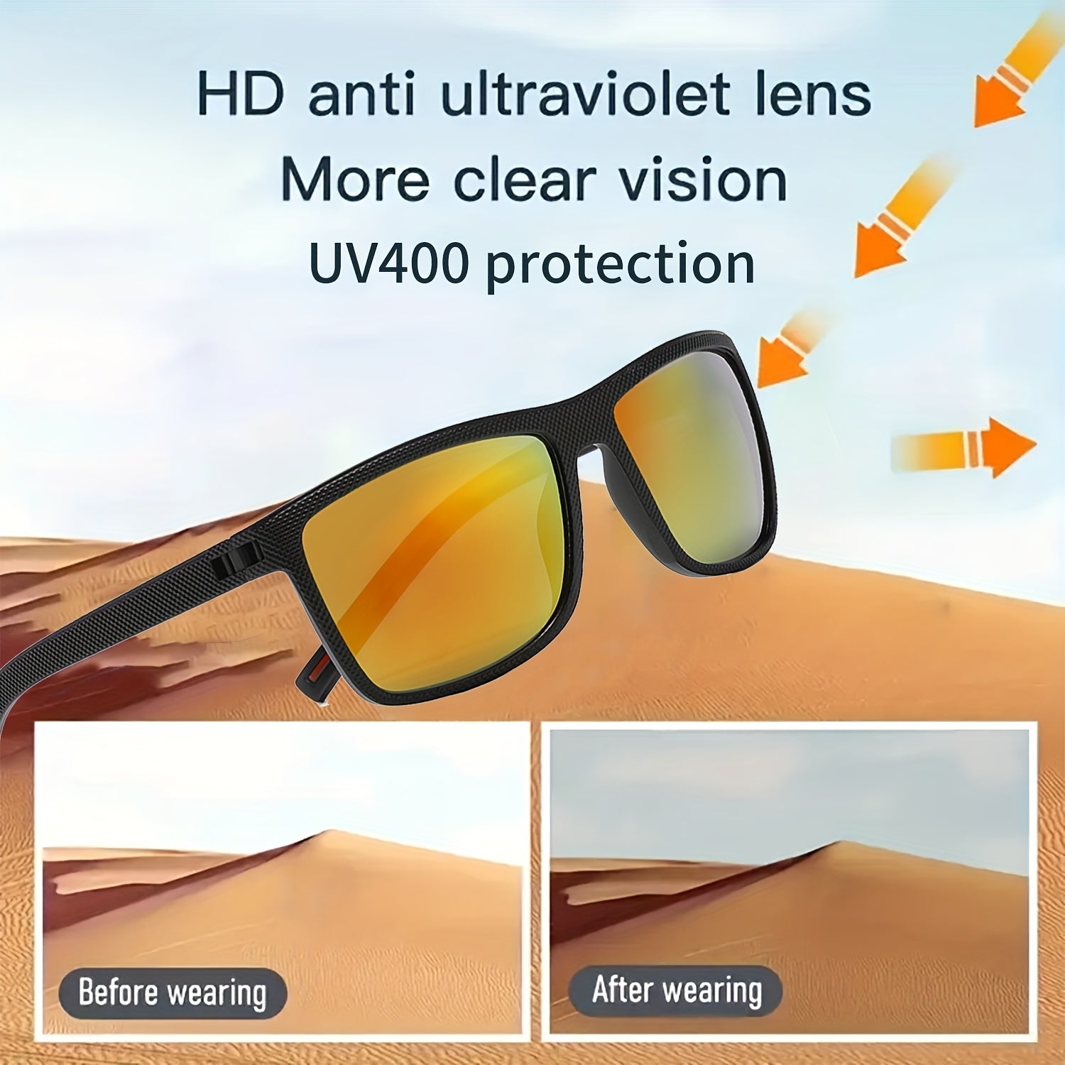 6 Pairs Unisex UV Protection Anti-Glare High Definition Glasses – Lightweight PC Frame Men Women Driving Outdoor Fashion Eyewear Value Pack Clear Vision Everyday Glasses
